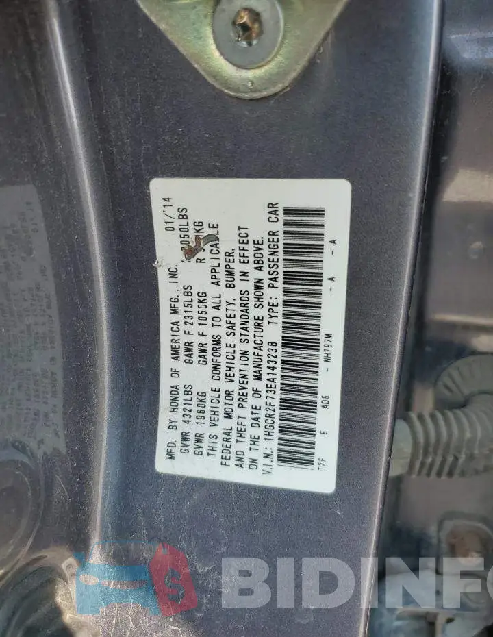 1HGCR2F73EA143238 Photo# 12