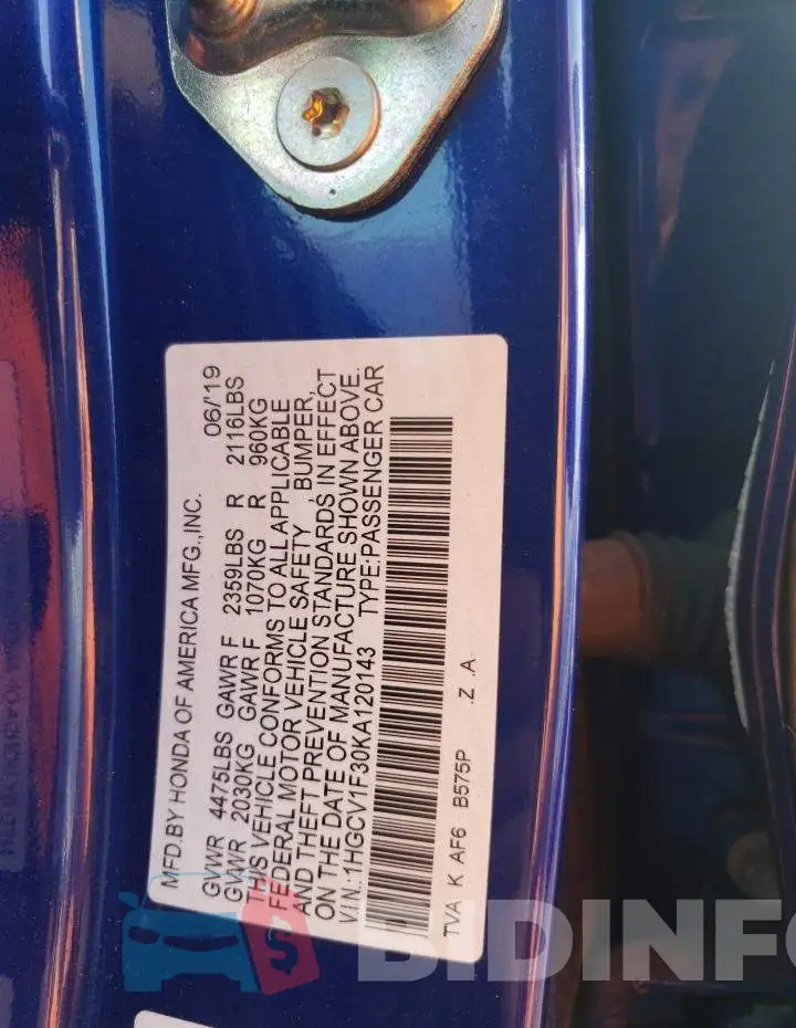 1HGCV1F30KA120143 Photo# 12