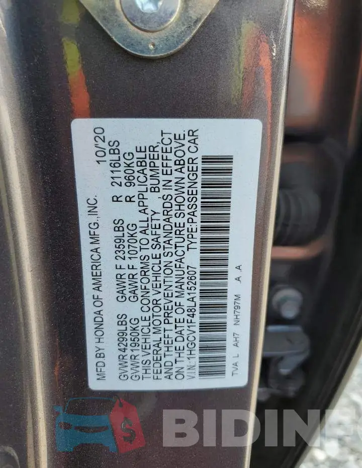 1HGCV1F48LA152607 Photo# 12
