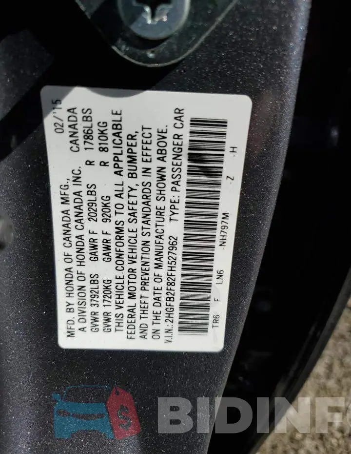 2HGFB2F82FH527962 Photo# 12