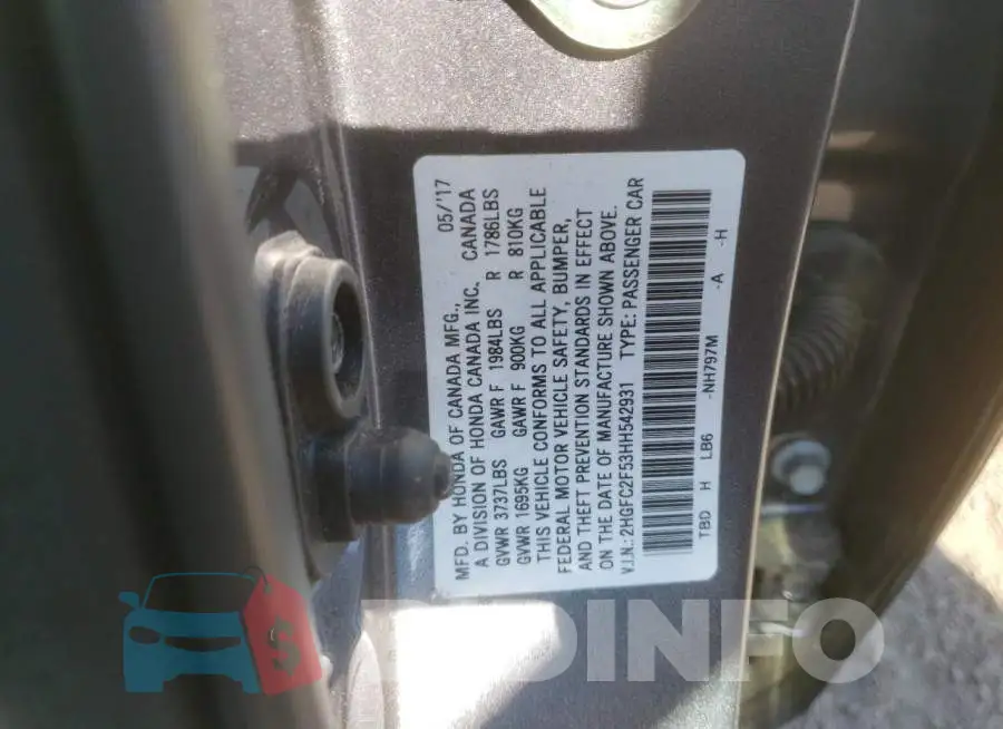 2HGFC2F53HH542931 Photo# 12