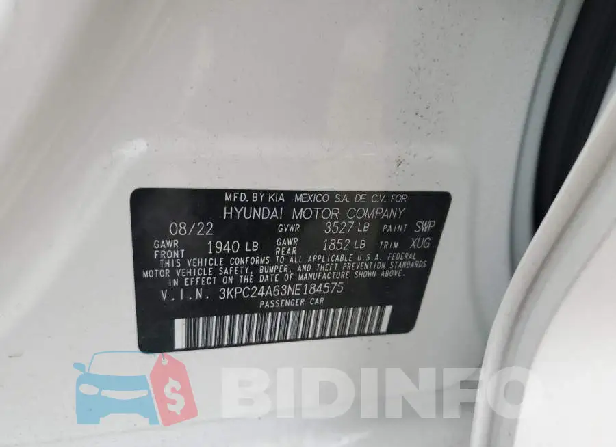 3KPC24A63NE184575 Photo# 12