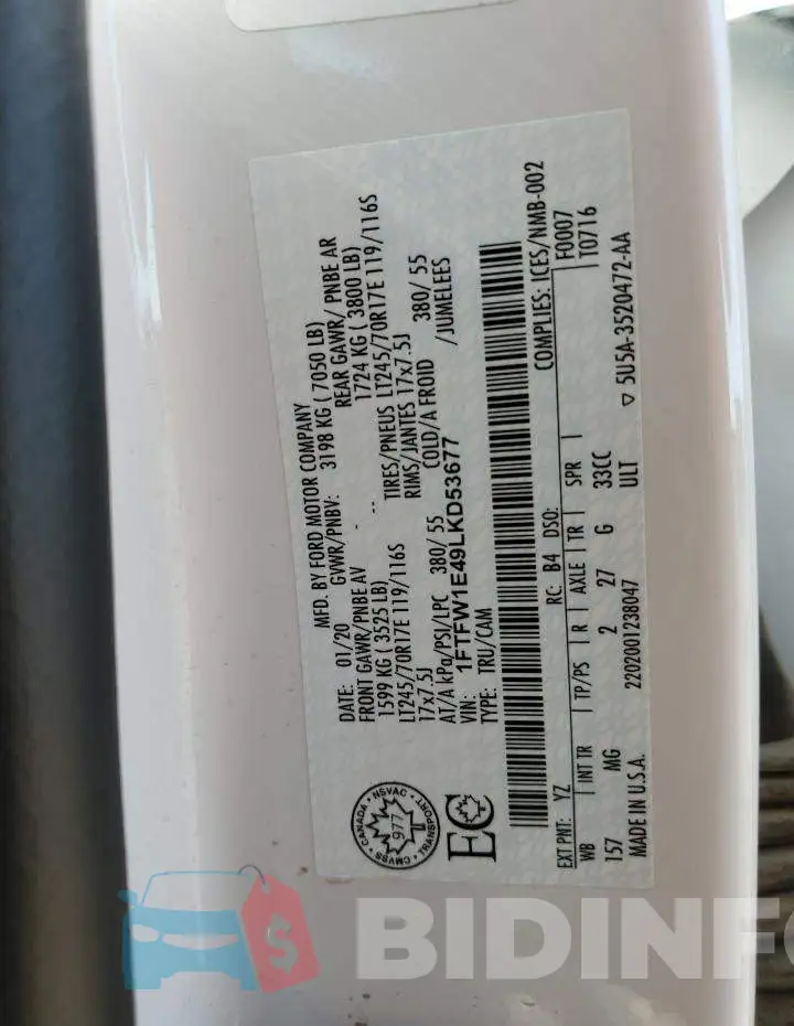 1FTFW1E49LKD53677 Photo# 13