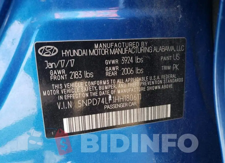 5NPD74LF1HH180611 Photo# 12