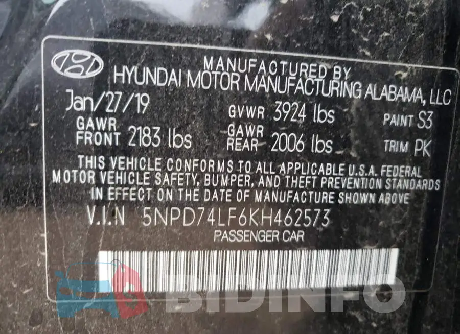 5NPD74LF6KH462573 Photo# 12