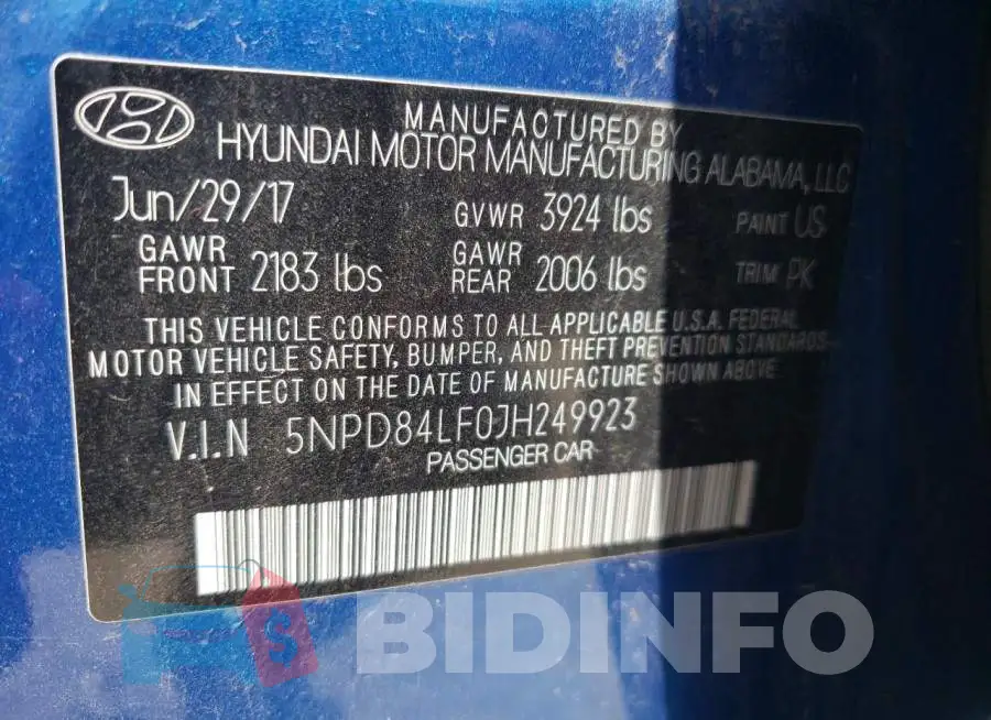 5NPD84LF0JH249923 Photo# 12