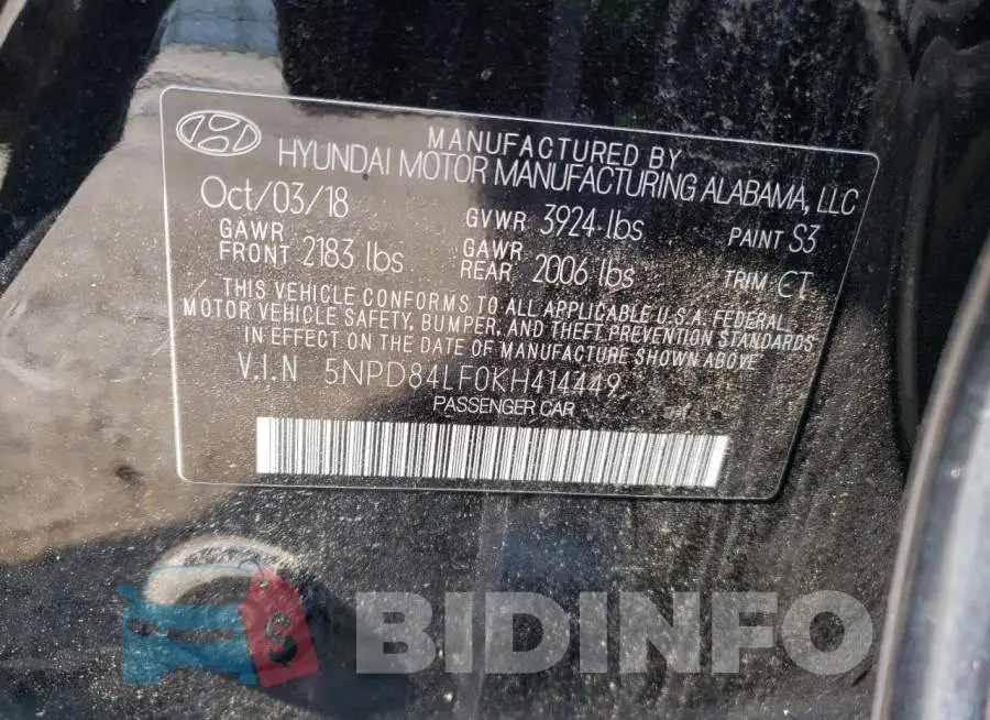 5NPD84LF0KH414449 Photo# 12