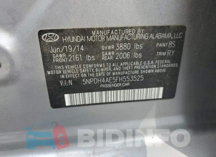 5NPDH4AE5FH553525 Photo# 12