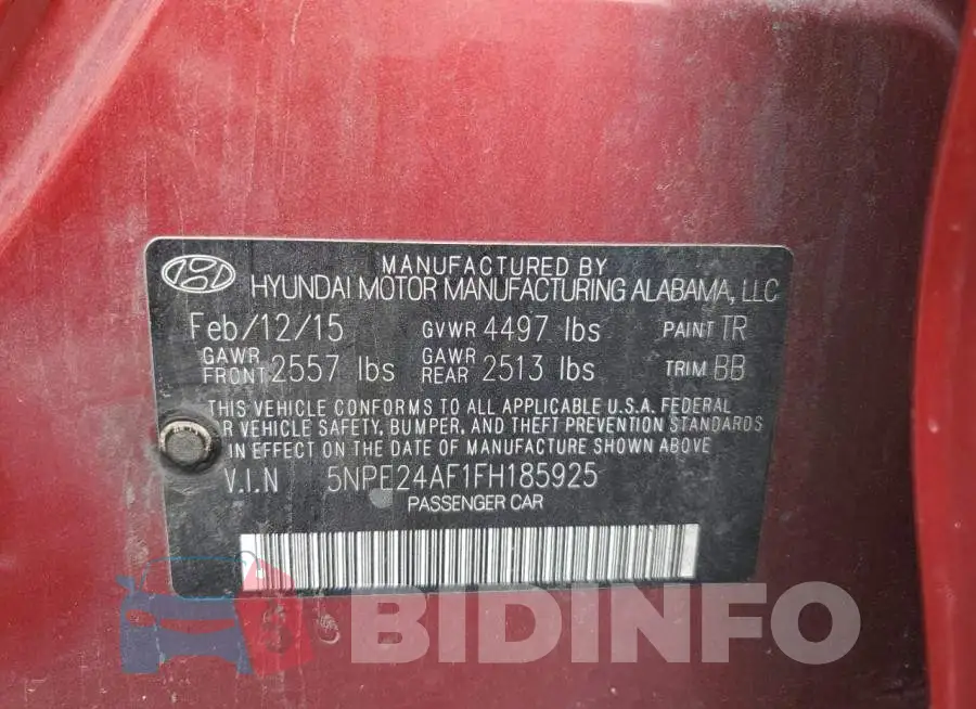 5NPE24AF1FH185925 Photo# 13