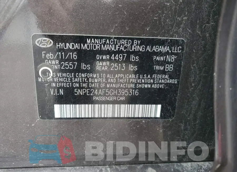 5NPE24AF5GH395316 Photo# 13