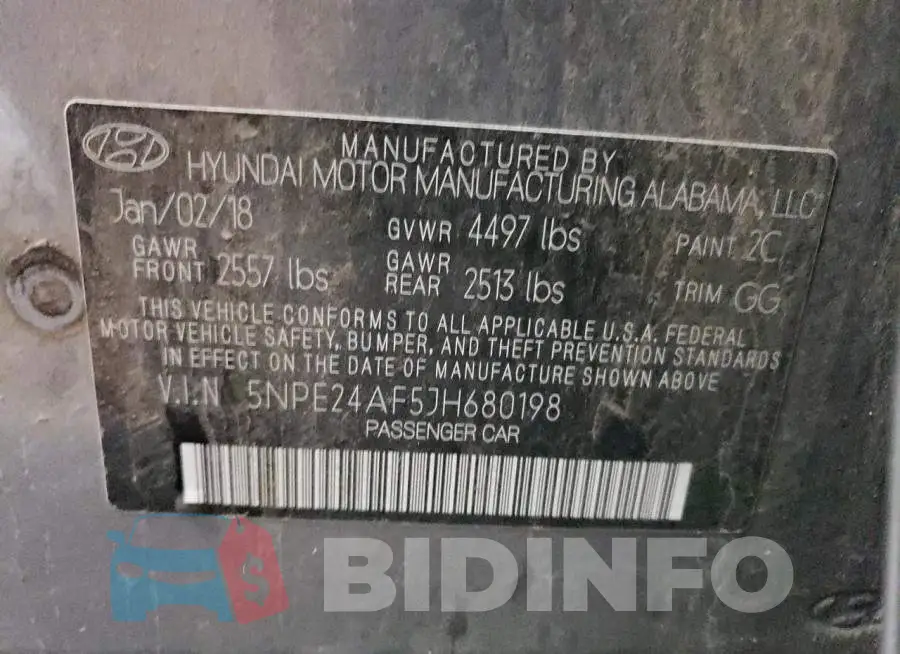 5NPE24AF5JH680198 Photo# 13
