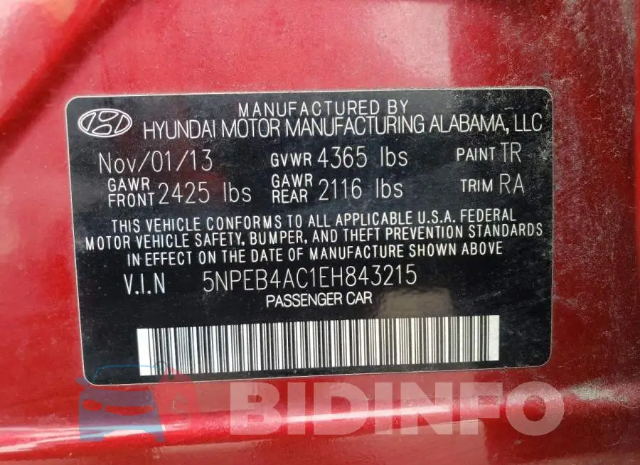 5NPEB4AC1EH843215 Photo# 12