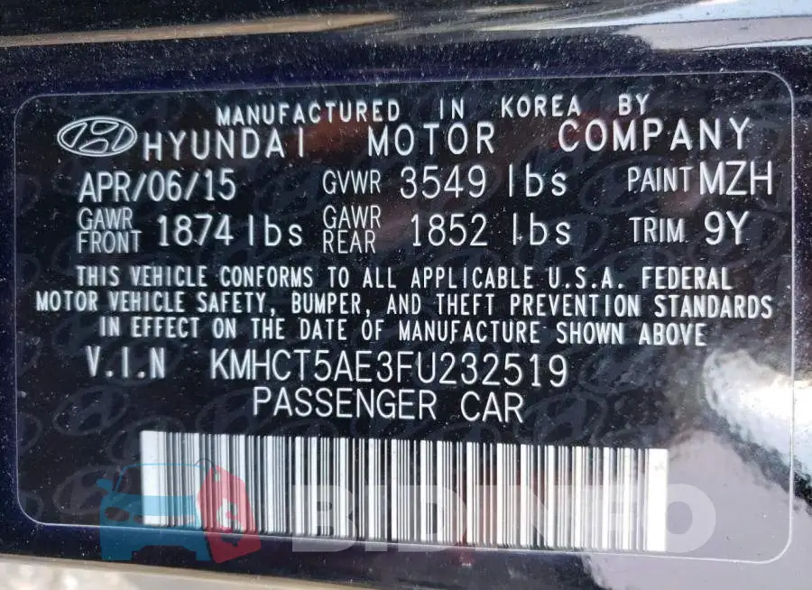KMHCT5AE3FU232519 Photo# 13