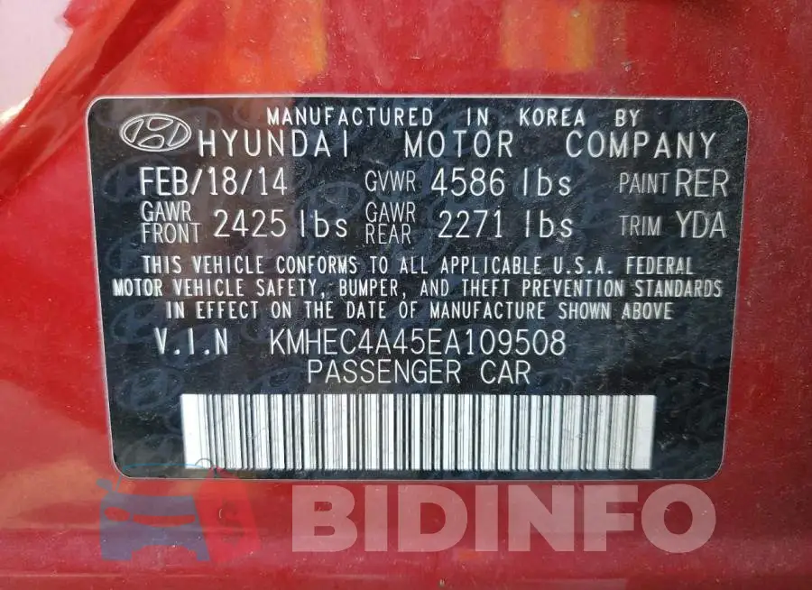 KMHEC4A45EA109508 Photo# 12