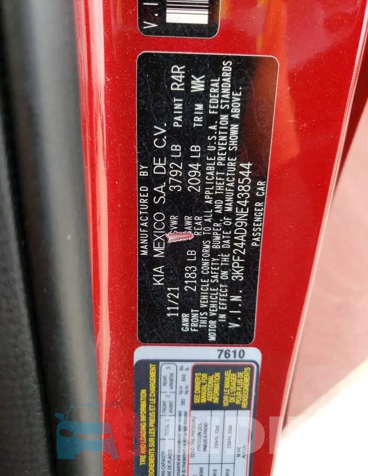 3KPF24AD9NE438544 Photo# 13