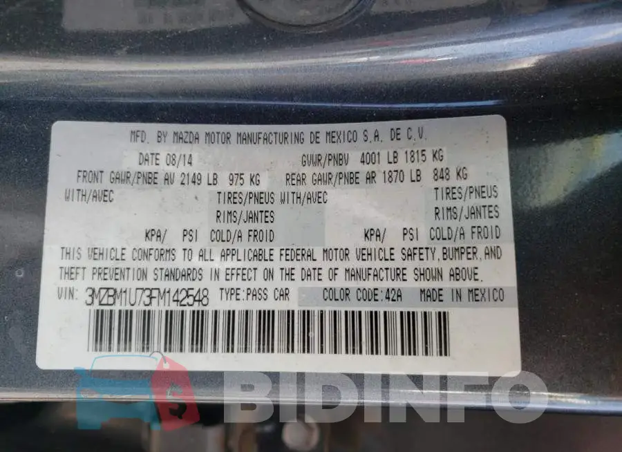 3MZBM1U73FM142548 Photo# 12