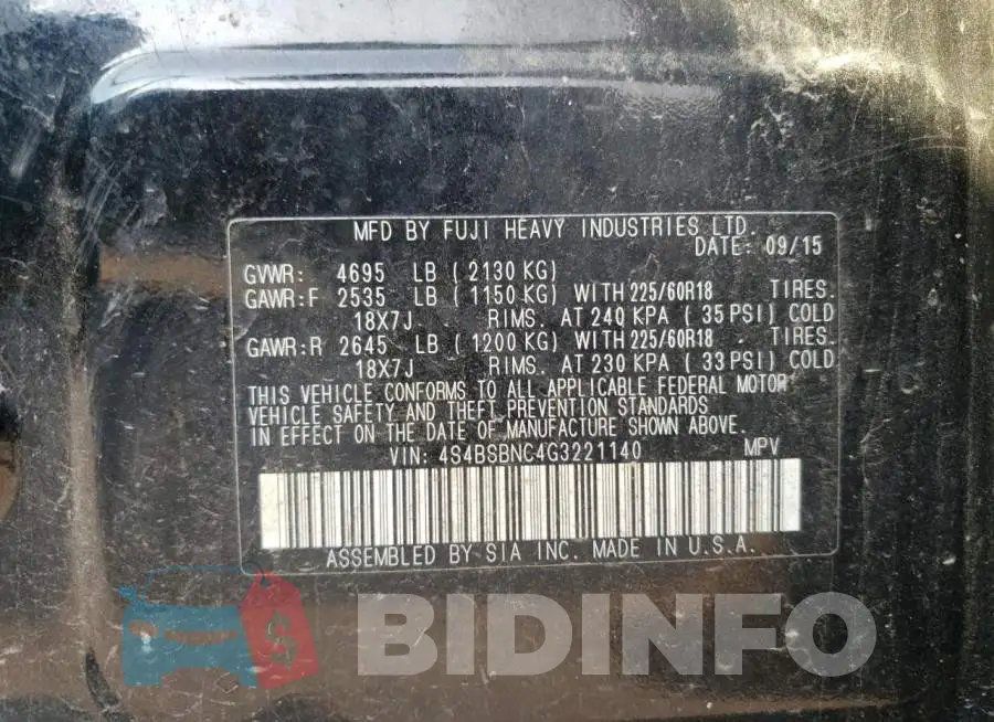 4S4BSBNC4G3221140 Photo# 13