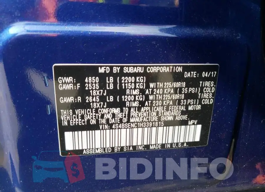 4S4BSENC1H3391815 Photo# 12
