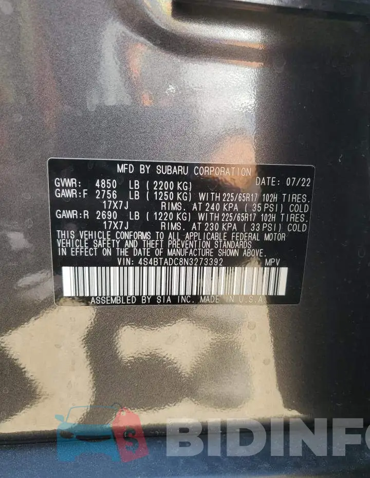 4S4BTADC8N3273392 Photo# 13