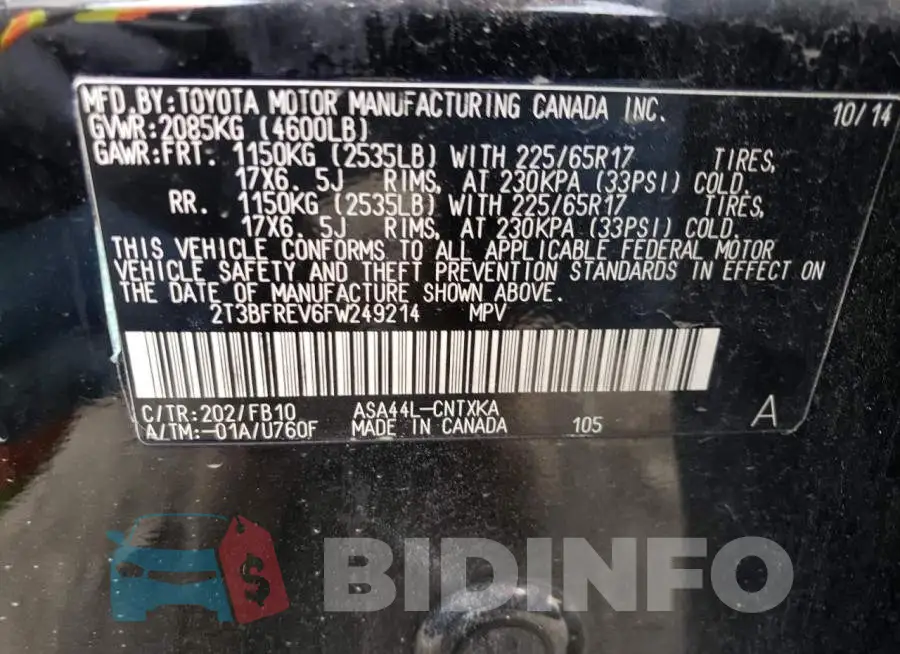 2T3BFREV6FW249214 Photo# 13