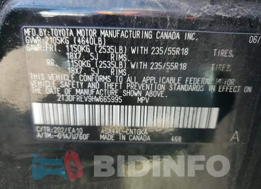 2T3DFREV9HW665995 Photo# 14