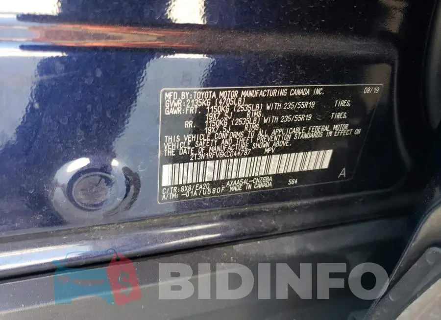 2T3N1RFV6KC044787 Photo# 13