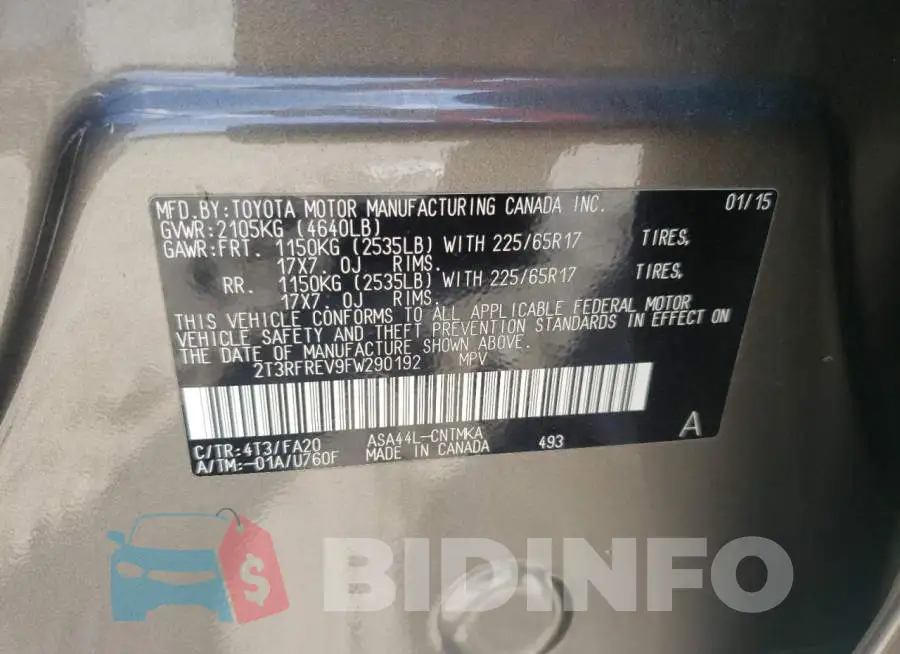 2T3RFREV9FW290192 Photo# 13