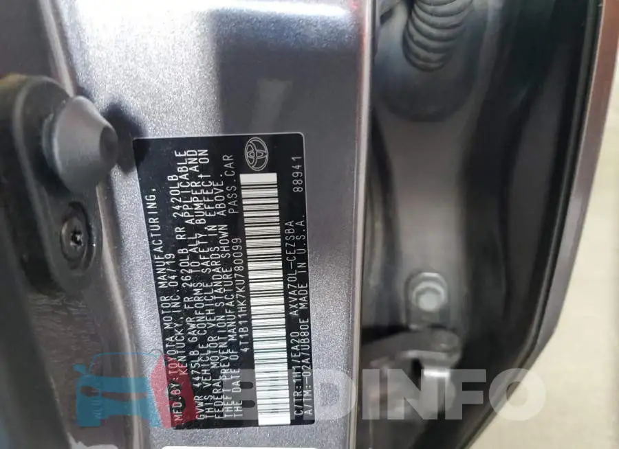4T1B11HK7KU780099 Photo# 13