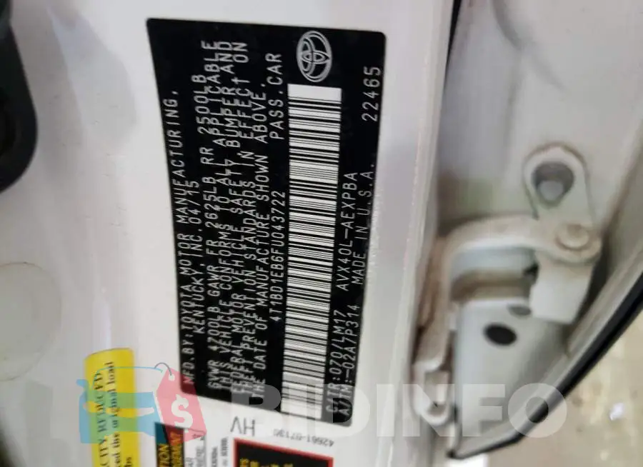 4T1BD1EB6FU043722 Photo# 12