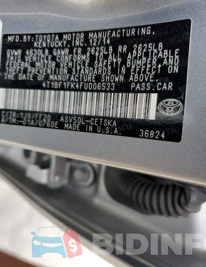 4T1BF1FK4FU006533 Photo# 12