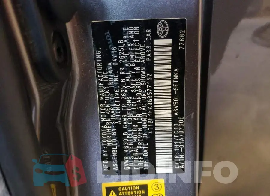 4T4BF1FK9GR577152 Photo# 12