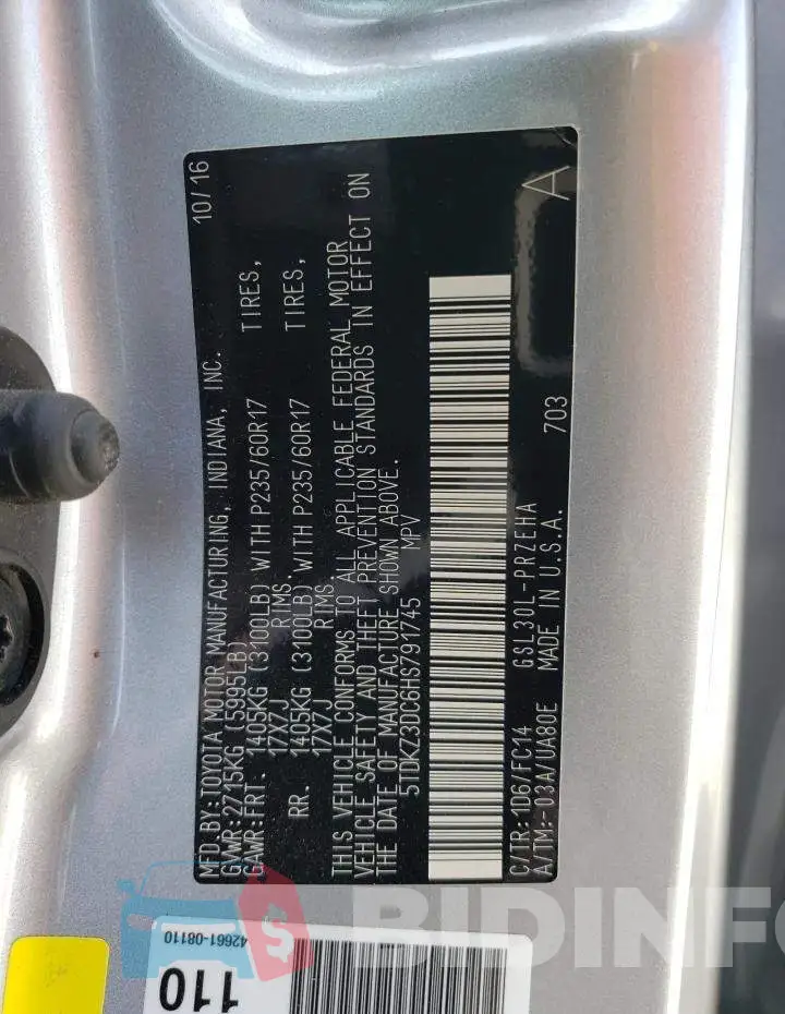 5TDKZ3DC6HS791745 Photo# 13