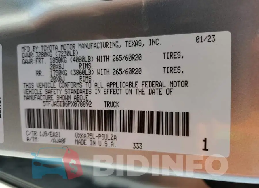5TFJA5DB6PX078892 Photo# 12