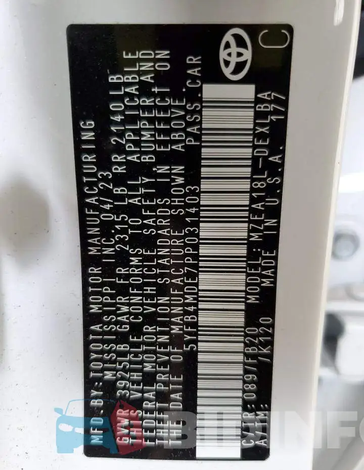5YFB4MDE7PP031403 Photo# 12