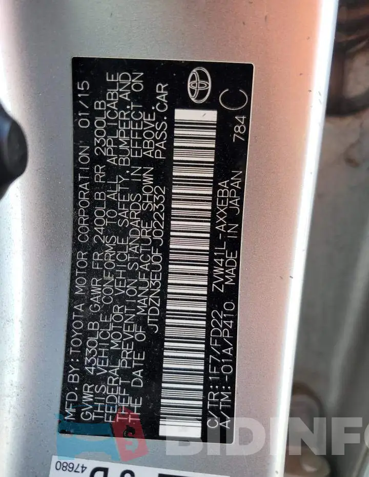 JTDZN3EU0FJ022332 Photo# 12