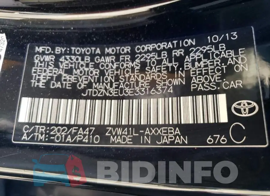 JTDZN3EU3E3316374 Photo# 12