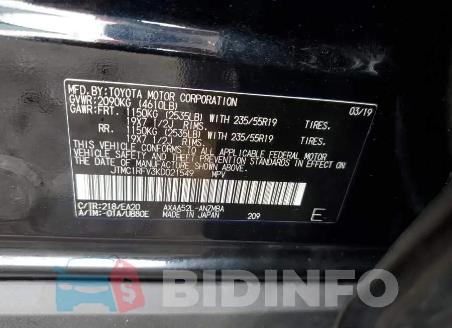 JTMC1RFV3KD021549 Photo# 12