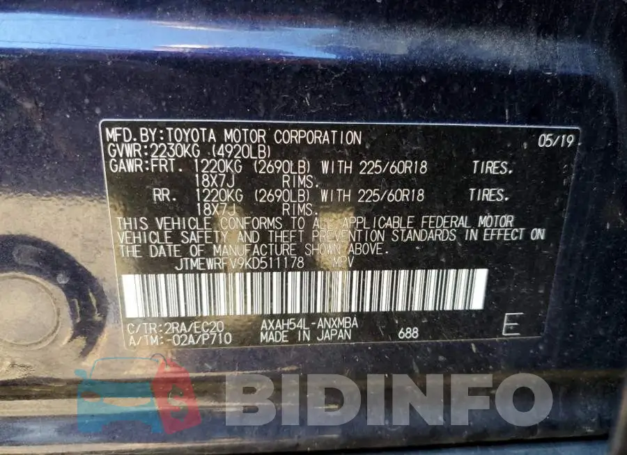 JTMEWRFV9KD511178 Photo# 12