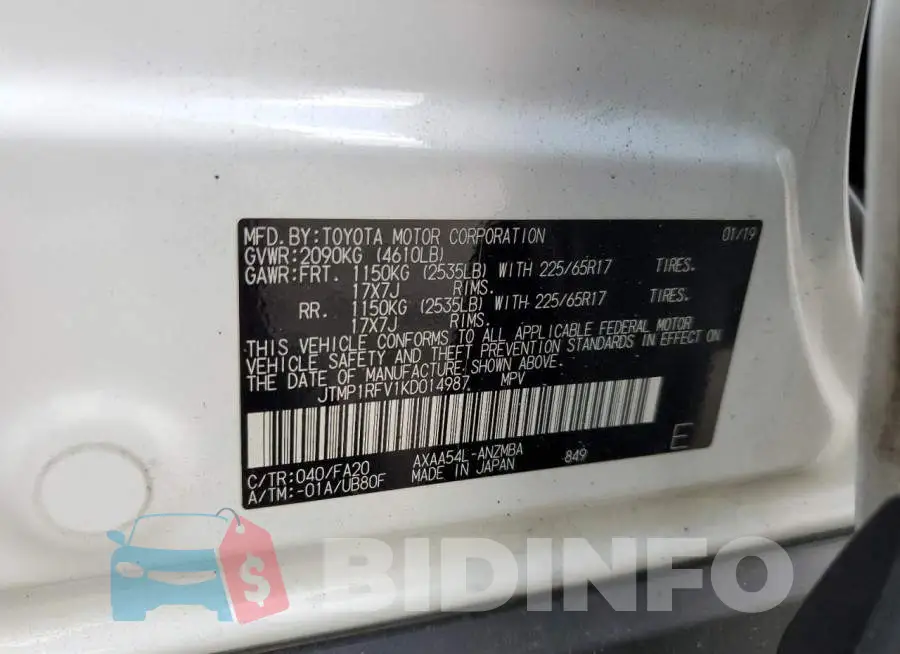 JTMP1RFV1KD014987 Photo# 13