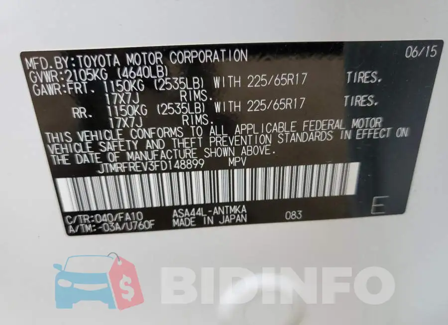 JTMRFREV3FD148899 Photo# 13