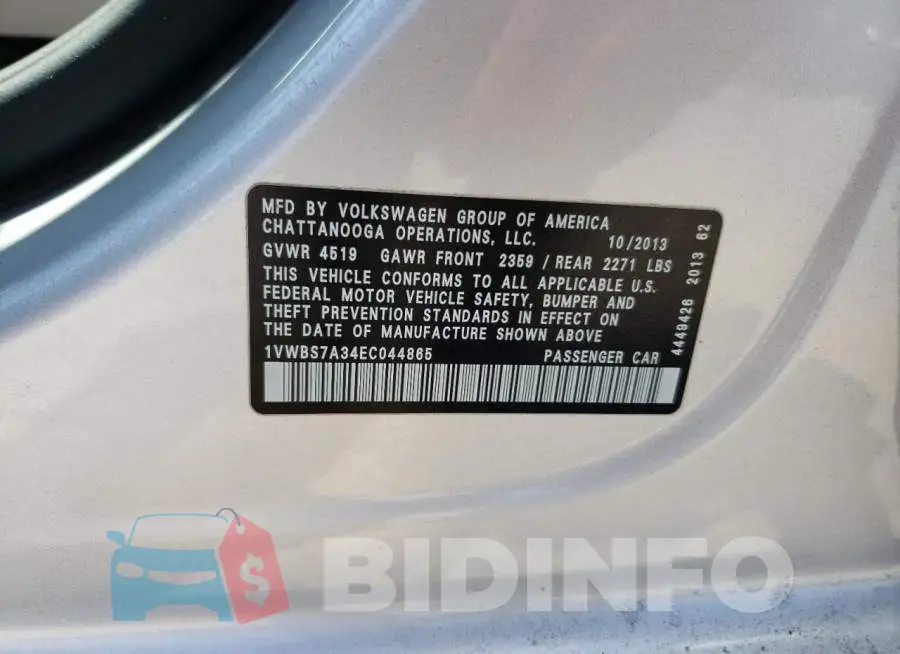 1VWBS7A34EC044865 Photo# 12