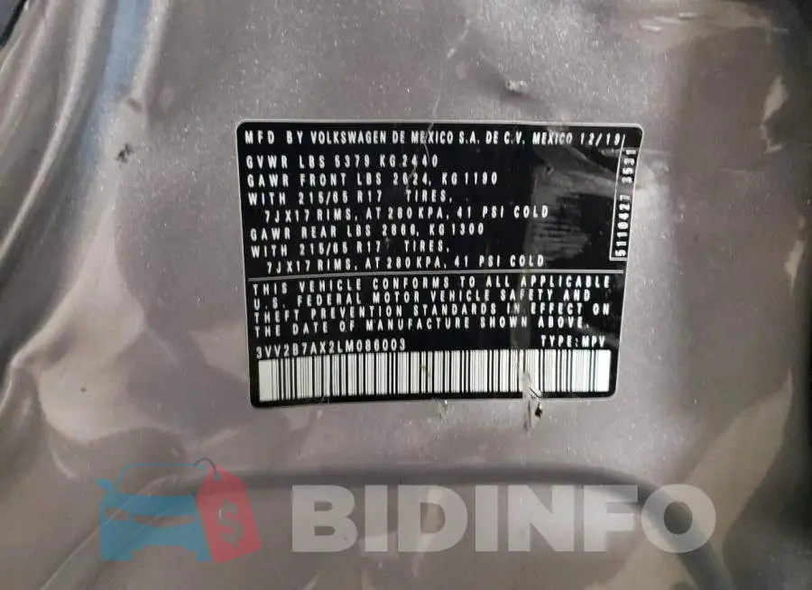 3VV2B7AX2LM086003 Photo# 13