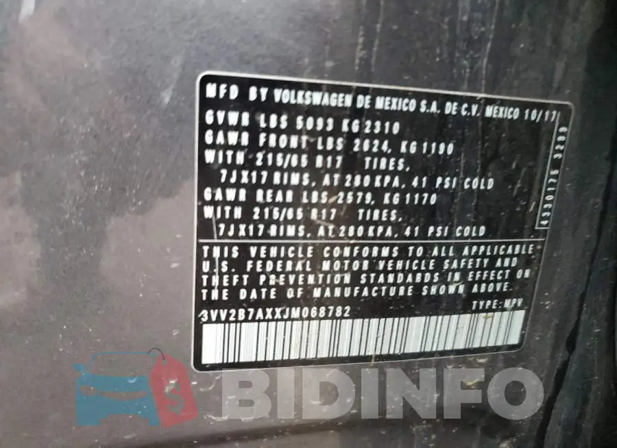 3VV2B7AXXJM068782 Photo# 13