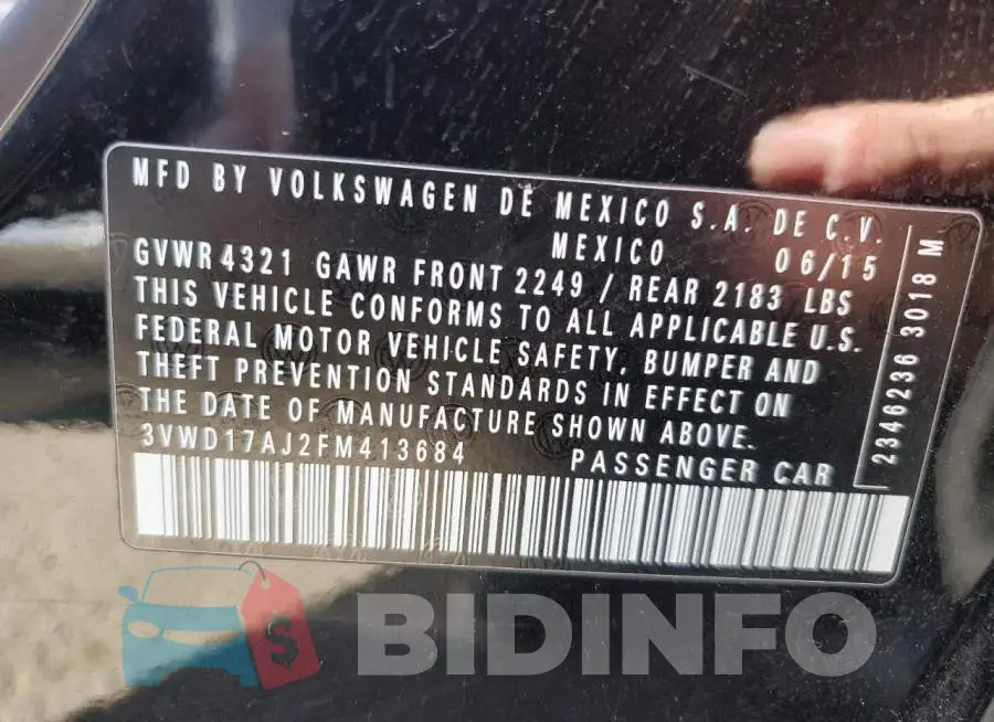 3VWD17AJ2FM413684 Photo# 12