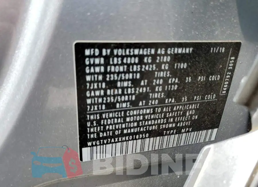 WVGTV7AXXHK016950 Photo# 14