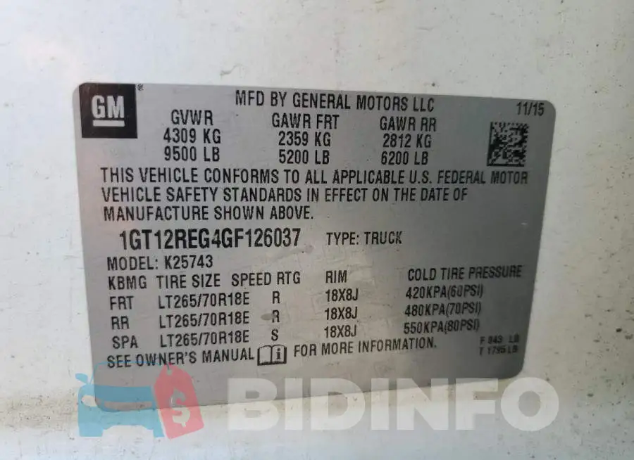 1GT12REG4GF126037 Photo# 13