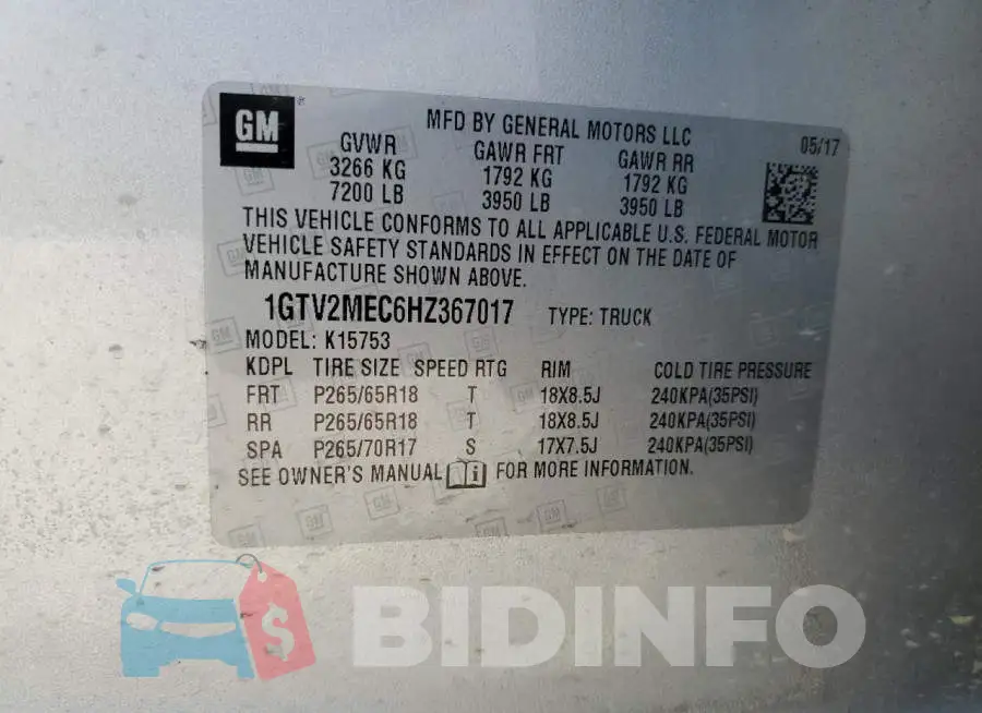 1GTV2MEC6HZ367017 Photo# 12
