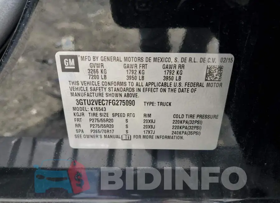 3GTU2VEC7FG275090 Photo# 12