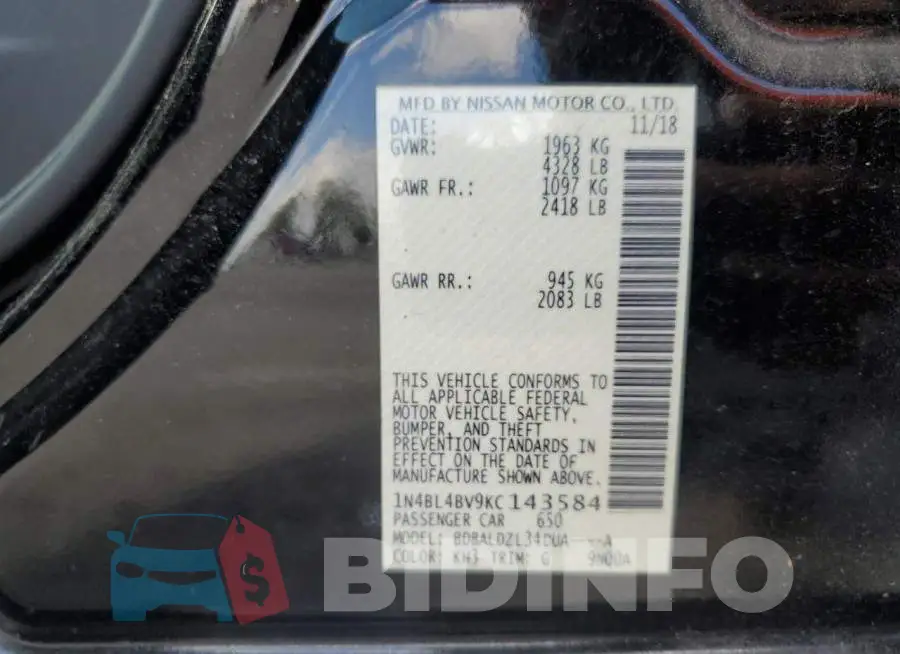 1N4BL4BV9KC143584 Photo# 12