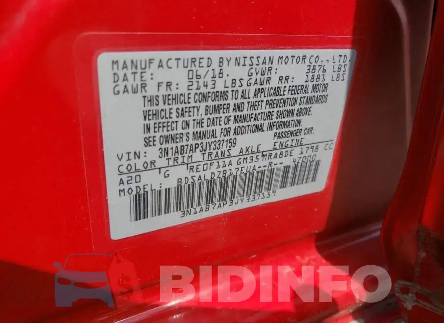 3N1AB7AP3JY337159 Photo# 13